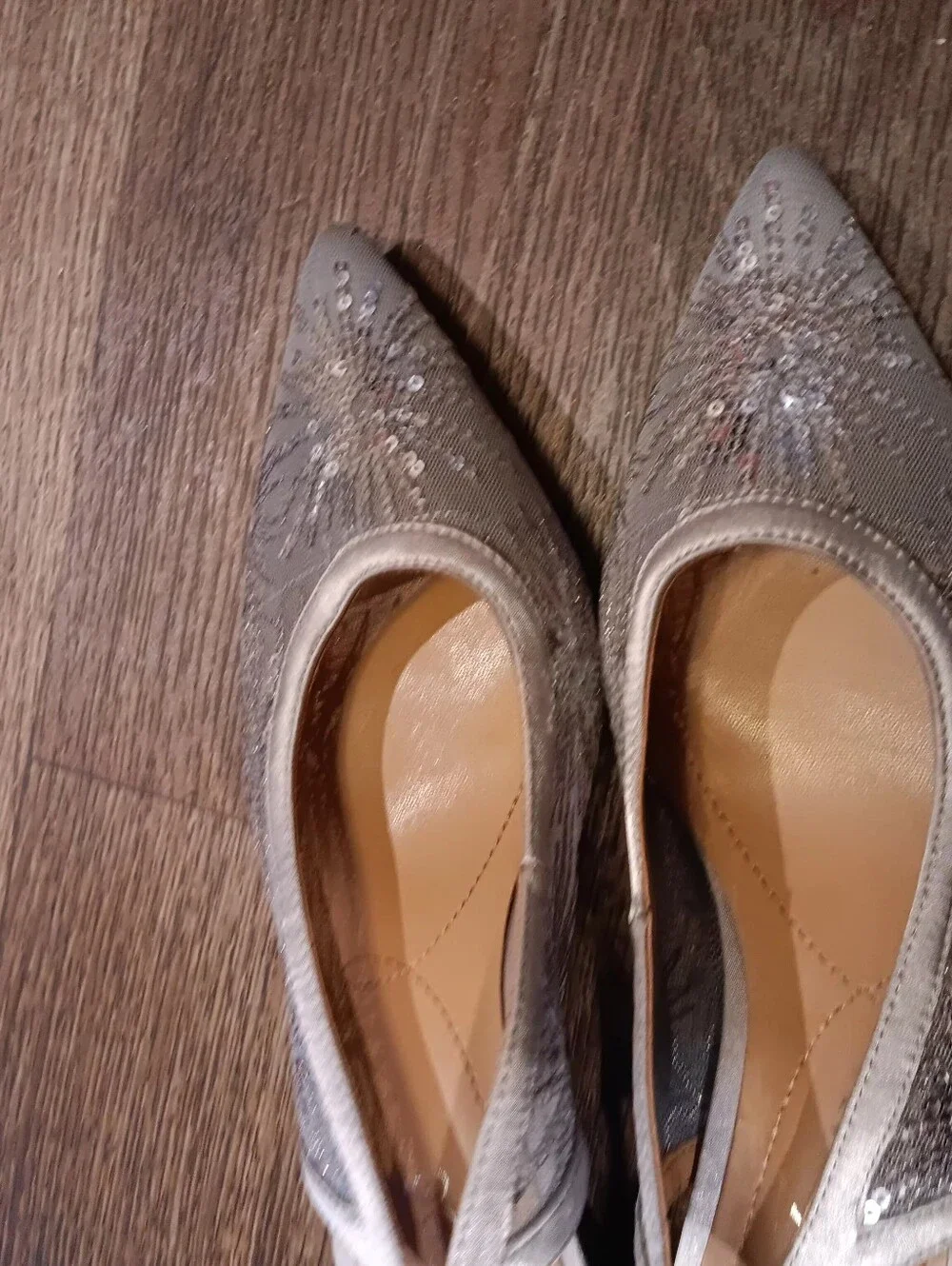 J.Renee Layton Rhinestone Embellished Slingback Pumps Silver